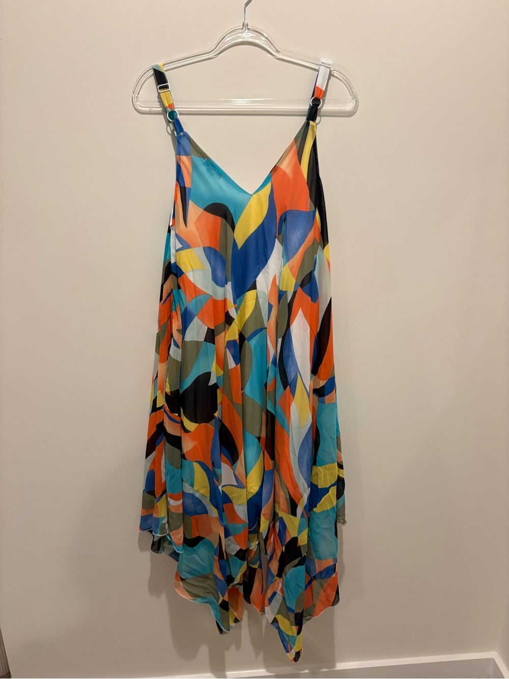 Y2K Asymmetrical Nina Leonard Multicolor Geometric Dress - Picture 3 of 3
